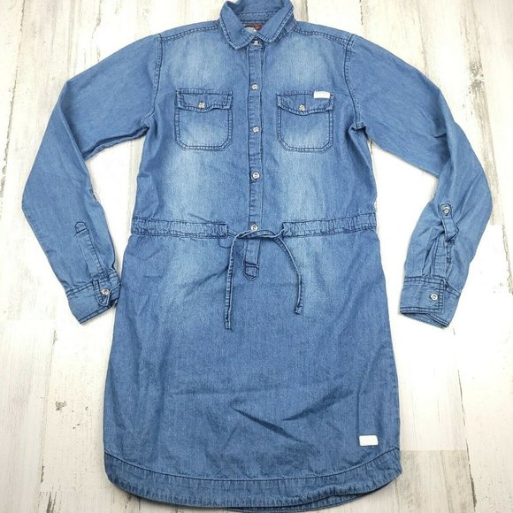 7 For All Mankind Denim Jeans Button Front girls Dress Pockets Size XL